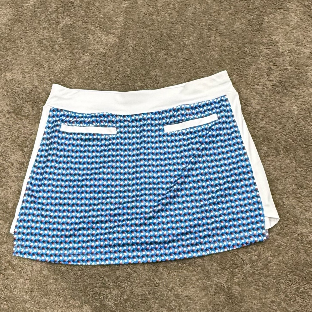 PGA Tour Women's Golf Skort Size L Blue White Geometric Print Athletic Tennis - Picture 5 of 6